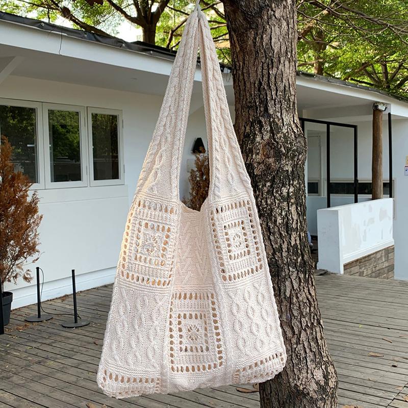 Yogodlns Женская тканая сумка-тоут в стиле бохо, летняя пляжная сумка, тканые сумки ручной работы на плечо, ручная вязаная сумка, сумка для покупок