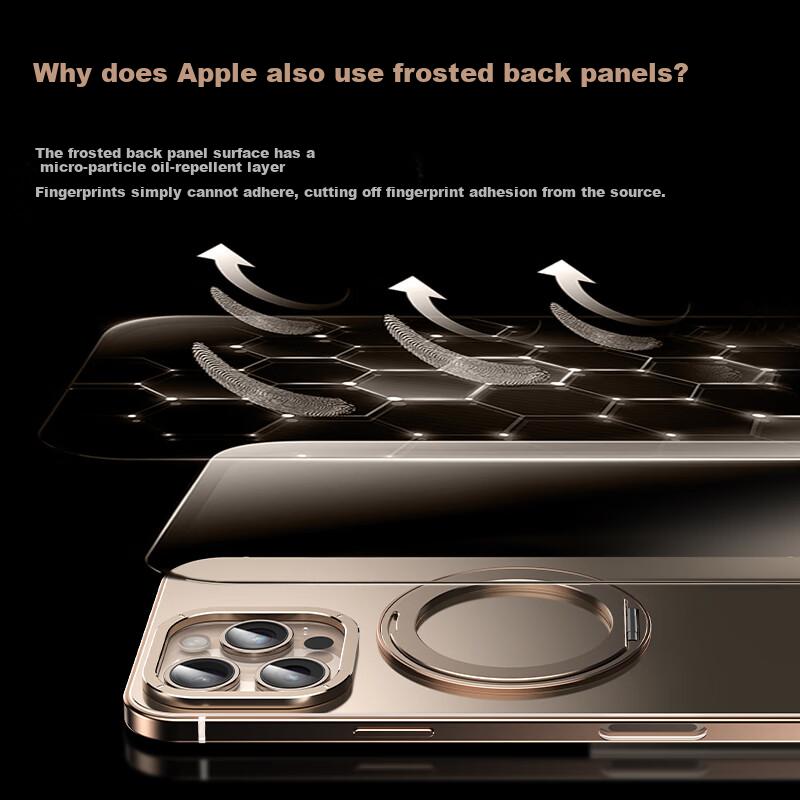 Alloy Frame | Magnetic Rotating StandIPhone 16 Pro Case, IPhone 16 Pro Protective Cover, MagSafe Ultra-Thin Metal Shockproof Light - Black