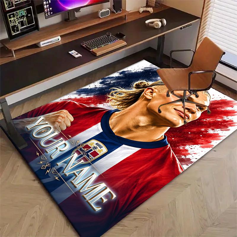 Haaland Design Area Rug Personalized Name- Non-Slip, Soft & Cozy Floor Mat for Living Room, Office - Indoor/Outdoor Carpet