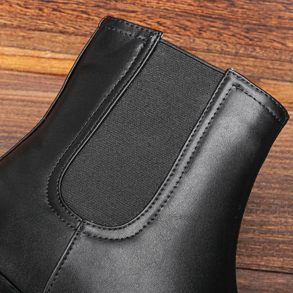 Размер 40~46 Мужская обувь на платформе Модные мужские ботильоны на высоком каблуке Кожаные ботильоны Челси