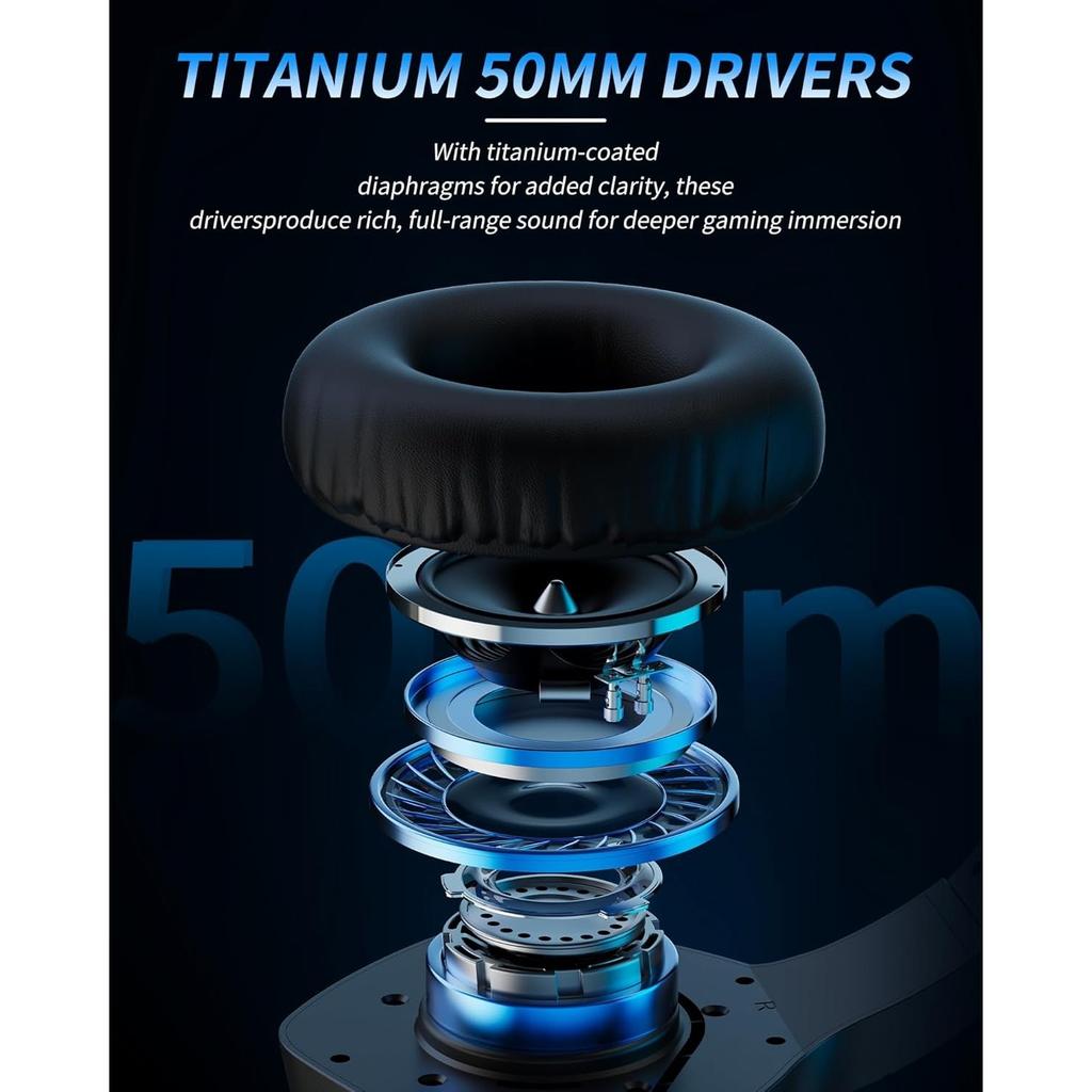 NUBWO BW01 Wireless Gaming Headset with Microphone for PC/PS4/PS5, 2.4G Wireless Bluetooth USB Gamer Headphones with Mic for Laptop Computer