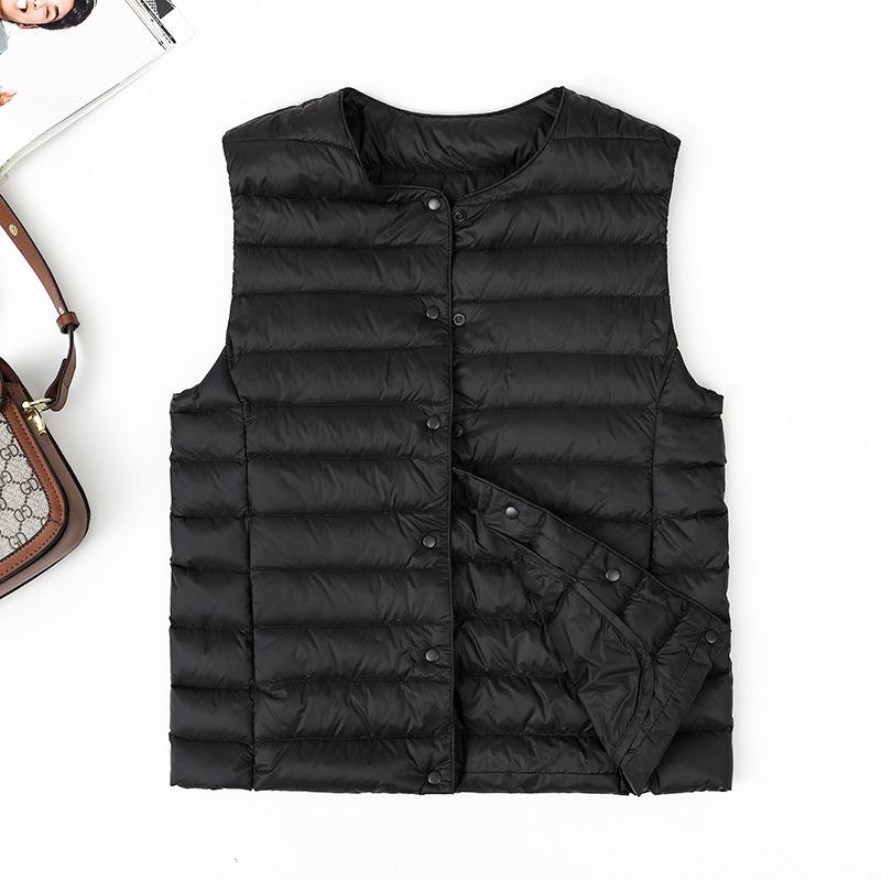 Женская 2025 Легкая Приталенная Куртка Пуховик с Коротким Круглым Вырезом - Теплая 90% Утиный Пух