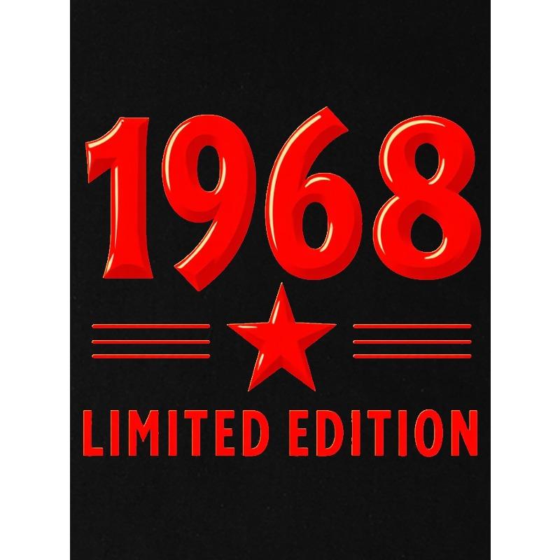 Европейские размеры Мужская футболка | Ограниченная серия 1968 года Звездная печать | Дышащий -эластичный трикотаж | Стандартный крой | Повседневная летняя футболка с эластичной тканью