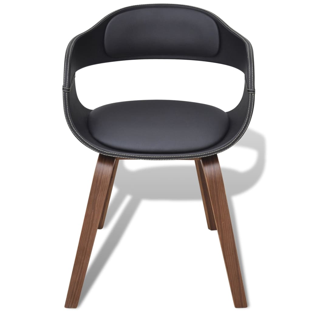 Dining Chairs 4 pcs Black Bentwood and Faux Leather