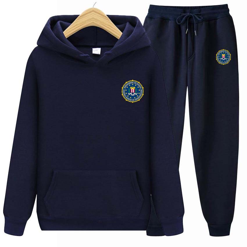 Комплект из двух предметов ФБР с принтом для мужчин и женщин толстовки спортивные костюмы брюки для бега толстая теплая одежда для мужчин