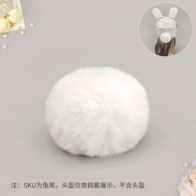 Cute Rabbit Ear Helmet Decoration Female Knight Helmet Modification Accessories Plush Rabbit Ear Tail Helmet Jewelry