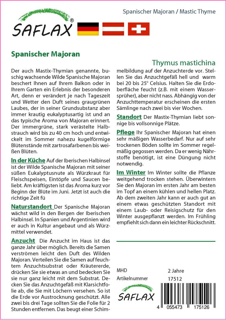 SAFLAX Подарочный набор - Тимьян мастиковый - 250 семян - С подарочной коробкой, карточкой, этикеткой и субстратом для горшков - Тимьян мастихина