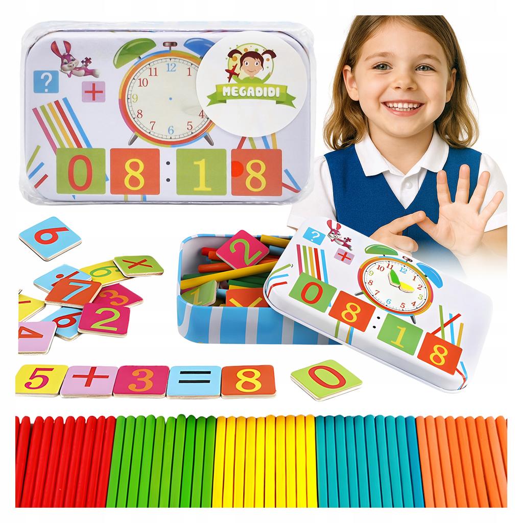 Megadidi Wooden Sticks For Learning Counting Multiplication Educational Colorful