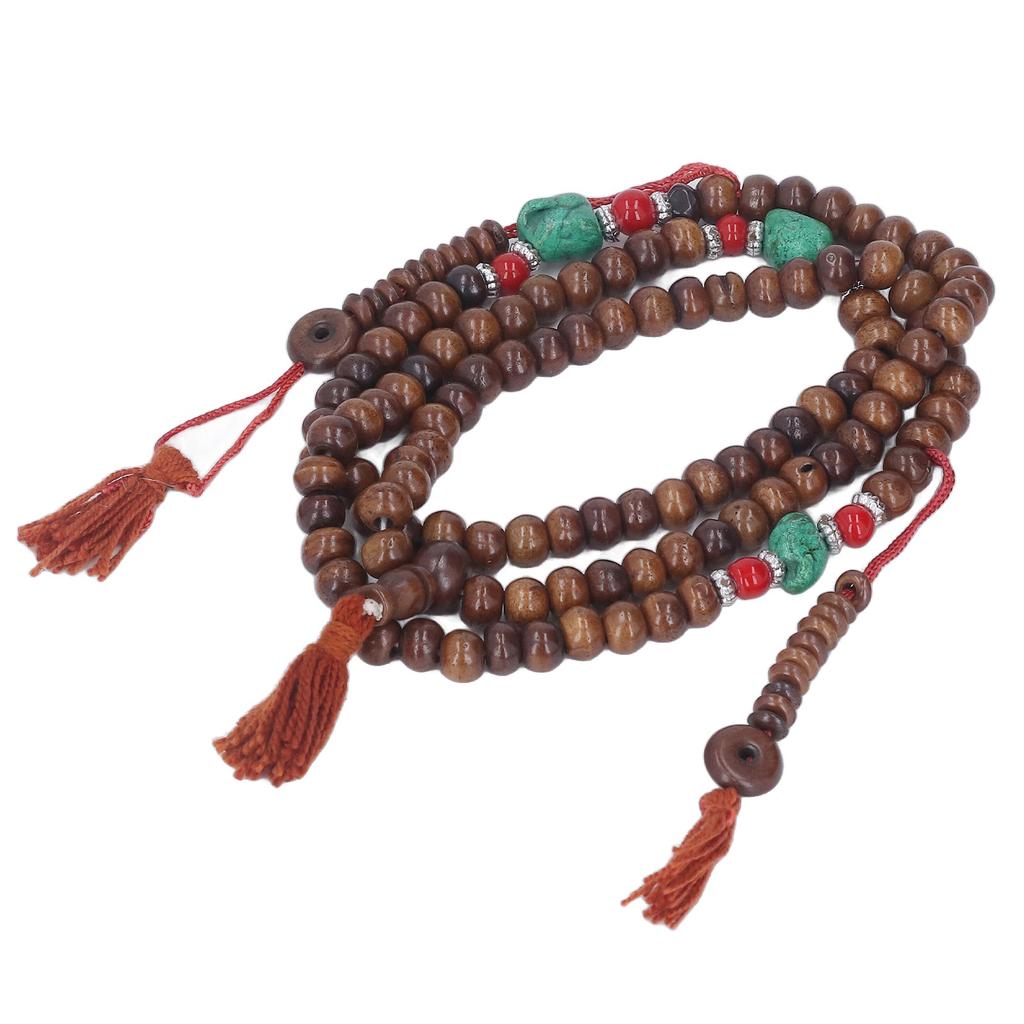 Буддийские четки 108 бусин из кости яка в этническом стиле темные переносные четки для медитации и йоги