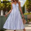 Summer Halter Strap Dress Women's V-neck Halter Sweet and Spicy Print Dress