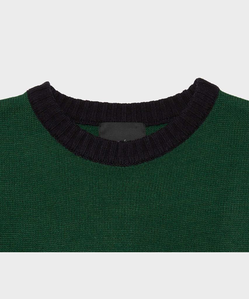 FFEFF STUDIO Coloring Round Wool Pullover (Dark Green)