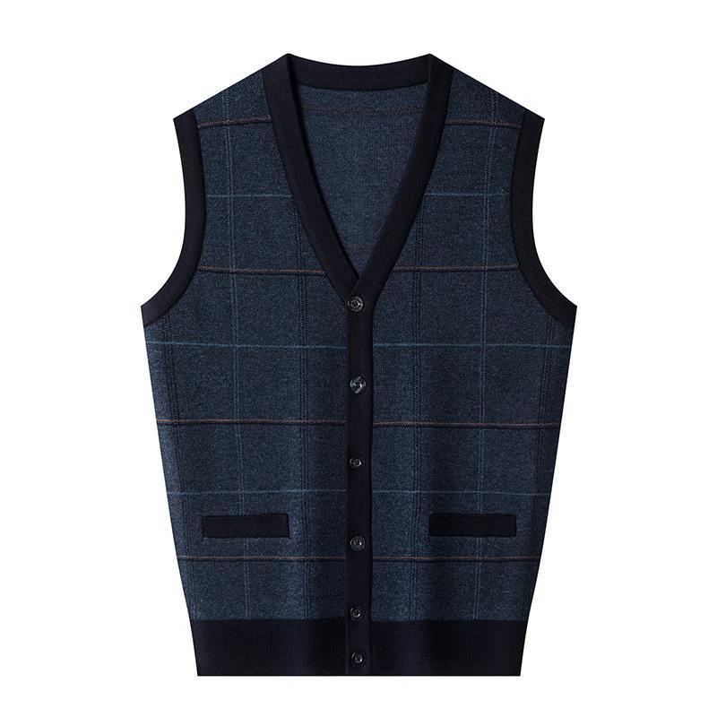 Новый осенний вязаный жилет жилет открытый кардиган жилет для мужчин среднего и молодого возраста папа топ низ рубашка