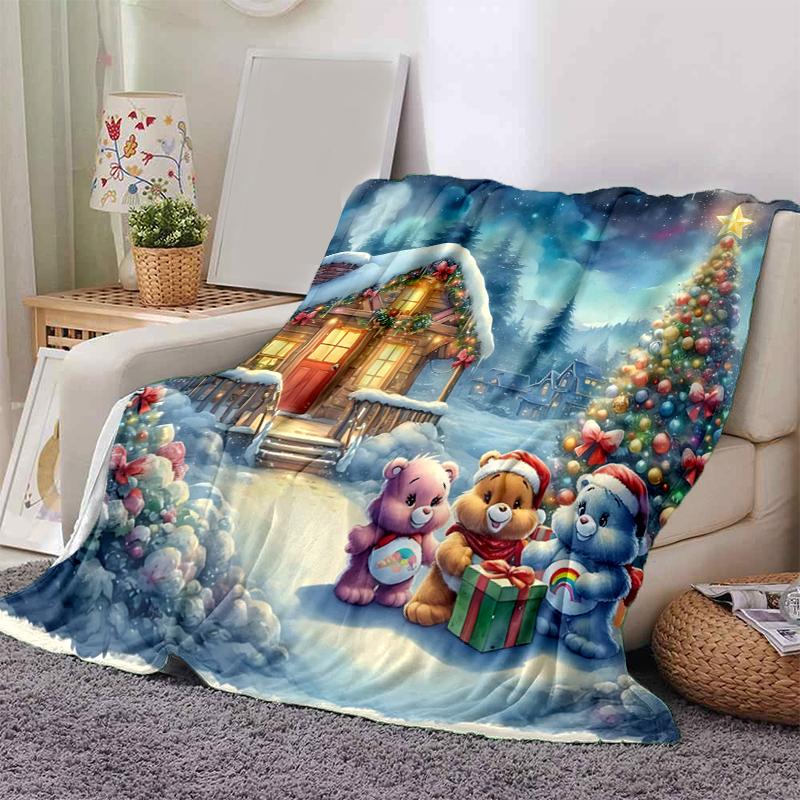 1Pc Christmas Bears Presents Blanket Soft And Comfortable Casual Warm Camping Travel Christmas Halloween Gift M921133