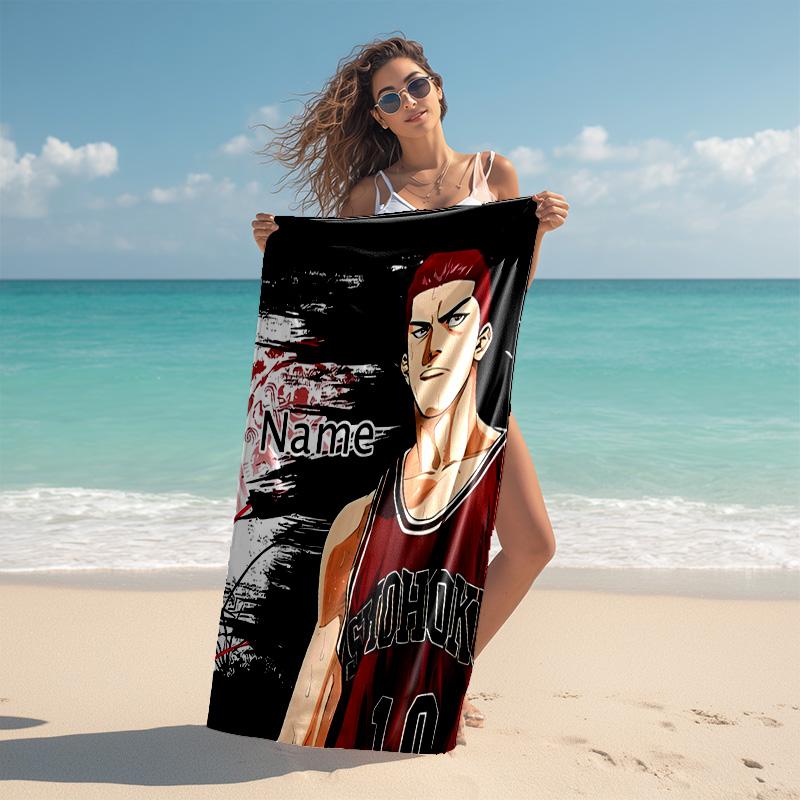 Personalized customized proof beach towel with Sakuragi Hanamichi pattern - soft, absorbent,quick-drying,perfect swimming,camping&bathing