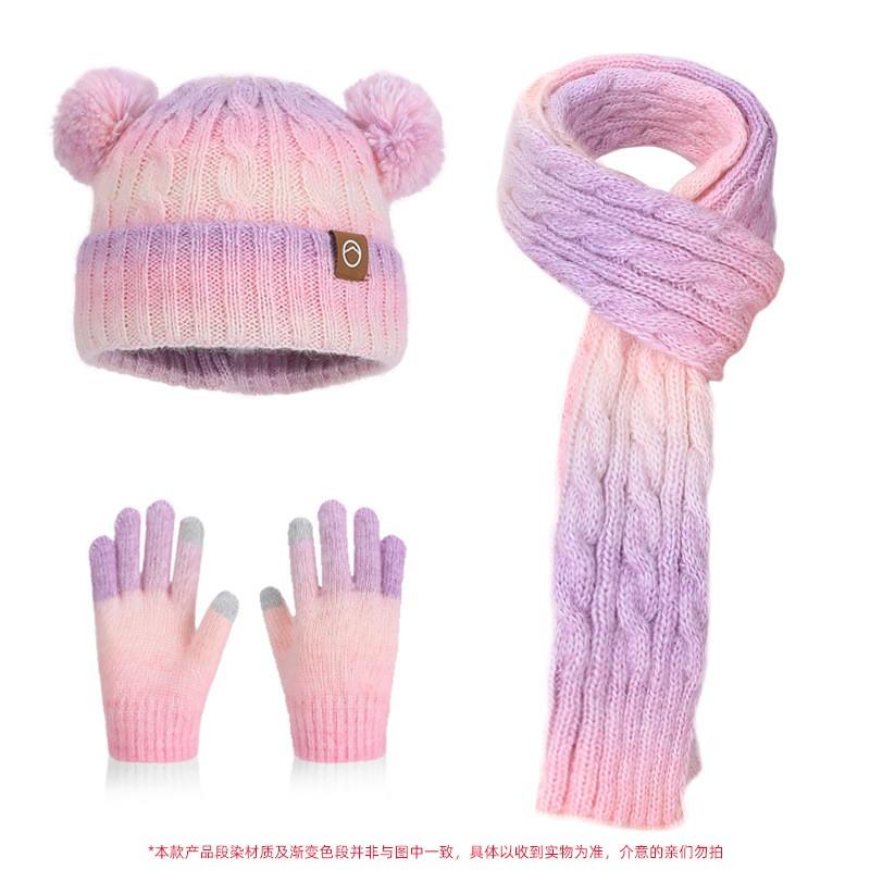 Kids Winter Hat Scarf Gloves Set Warm Fleece Lined Knit Beanie Ear Protection Unisex Toddler Baby Boys Girls