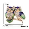 Shiny Zircon Blue Eyes Birds Pins Crystal Enamel Couple Owl Animal Brooches for Women Men Clothes Scarf Buckle Collar Jewelry
