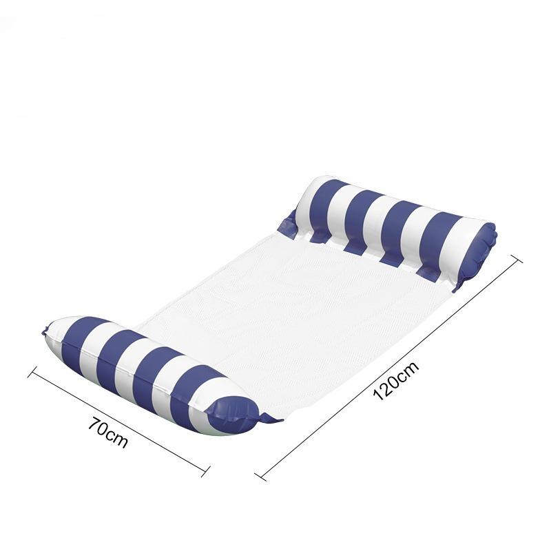 1 шт. Надувной гамак-кресло для бассейна - Портативное складное кресло-реклайнер с воздушным насосом, двухтрубный полосатый плавучий шезлонг для взрослых