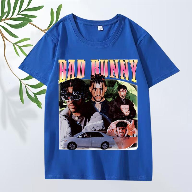 Классическая футболка Bad Bunny 2025 Новая Унисекс s Женская Оверсайз 100% Хлопок Уличный Стиль Короткий Рукав Летний Принт Графика Унисекс Топы