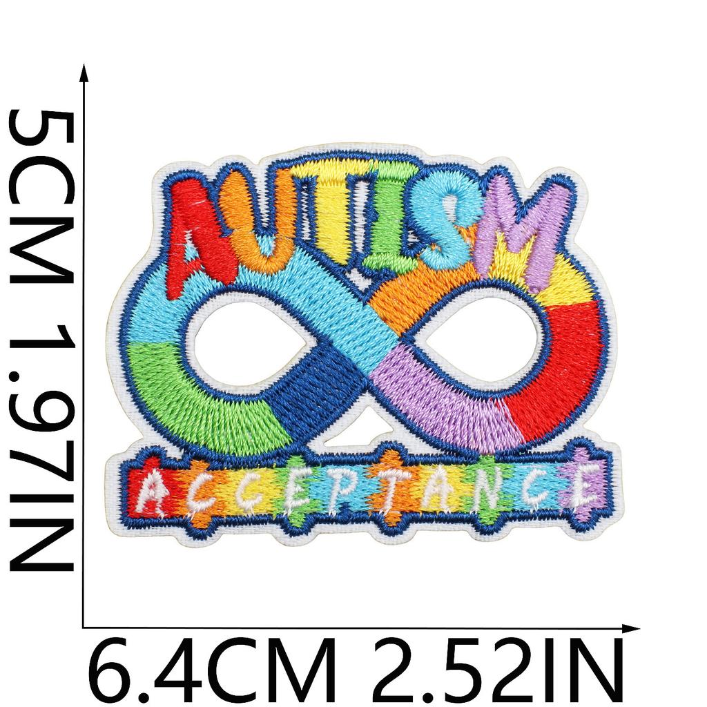 Autism Theme Embroidery Cloth Sticker Palm Computer Embroidery Label Cartoon Butterfly Love Patch Sticker Ironing