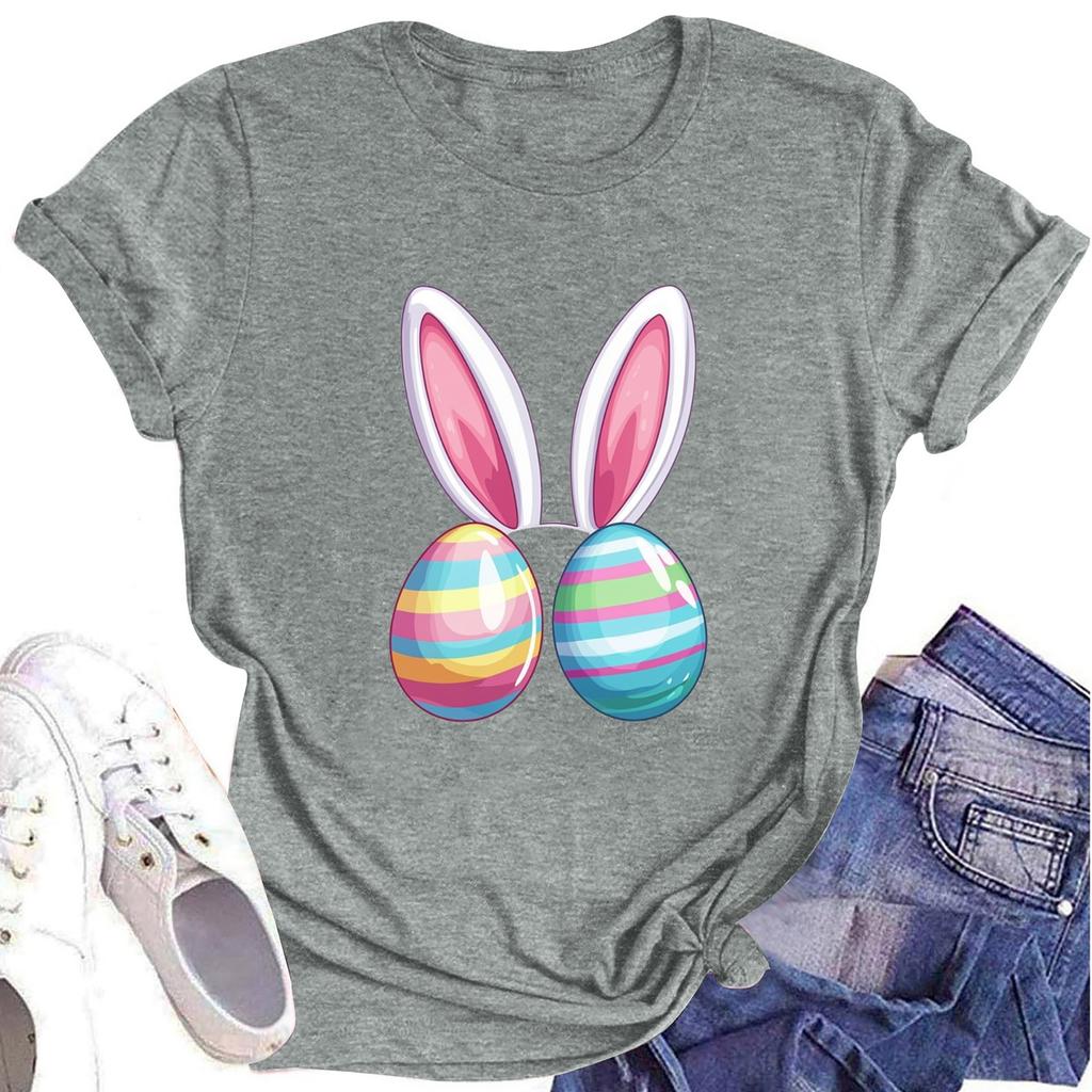 Women's Printed Round Neck Short-sleeved T-shirt Top