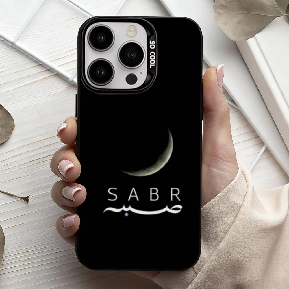 Q-Коран Сабр Ислам Терпение КРУТЫЙ Чехол для Телефона Для iPhone17,16,15,14,13,12,11 Plus,Pro Max Черный Конфетный Посеребренный Чехол