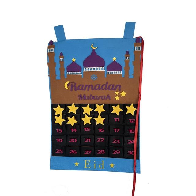 New Eid Mubarak 30days Advent Calendar Hanging Craft Countdown Calendar for Ramadan Decorations Kids Eid Mubarak Gifts Supplies