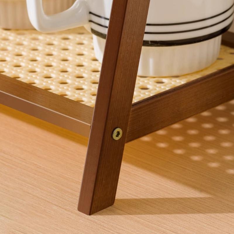 Настольный органайзер 2 яруса Держатель для кофейных чашек Многоцелевая бамбуковая полка для хранения Для квартиры EL Туалетный столик Кухня