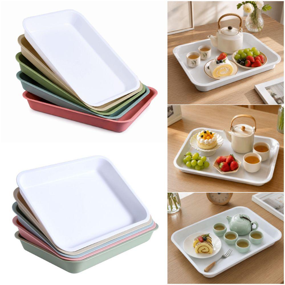 High Quality Multicolor Serving Tray Plastic Rectangle Storage Tray Anti-Slip Multi-sizes Food Tray Fruit Dessert