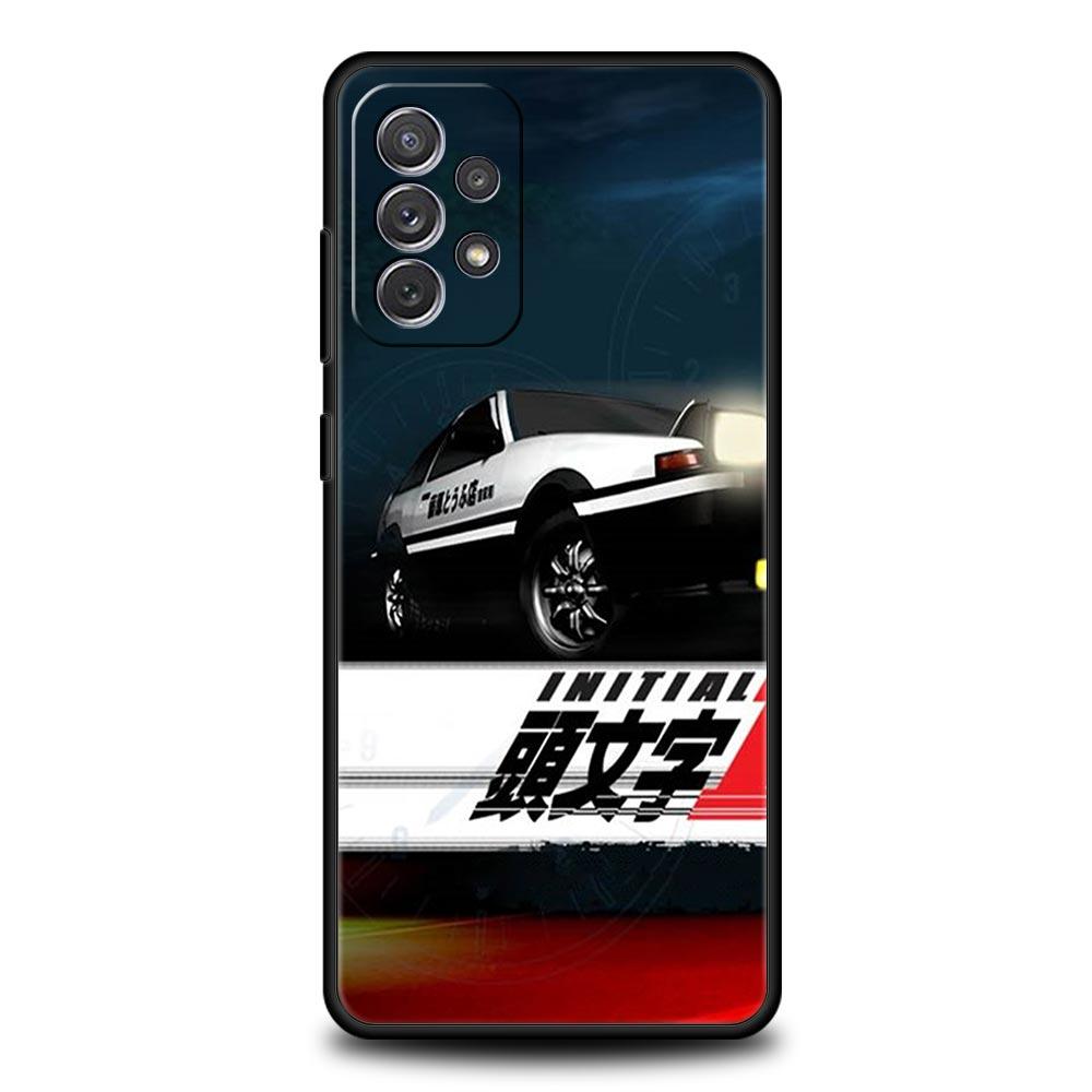 Initial D Car Phone Case for Samsung Galaxy A55 A35 A17 A07 A15 A13 A25 A51 A71 A72 A73 A32 A52 A52S A41 5G Soft TPU Shell Capas
