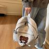 Bear Backpack Corduroy Student Schoolbag Women Cartoon Backpack