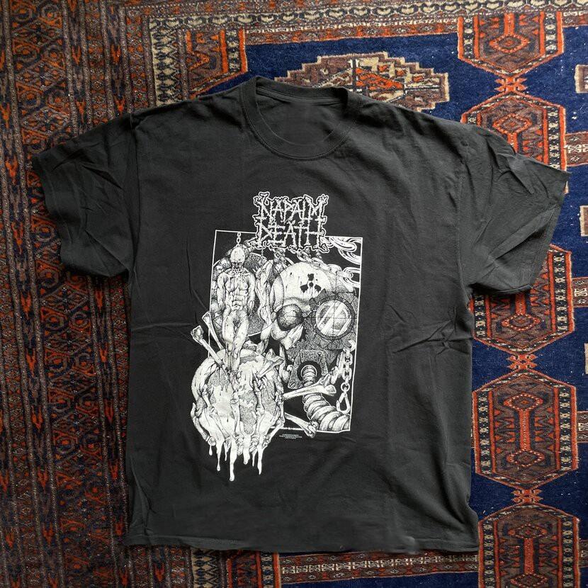Ретро Черная Хлопковая Футболка Napalm Death Унисекс Футболка