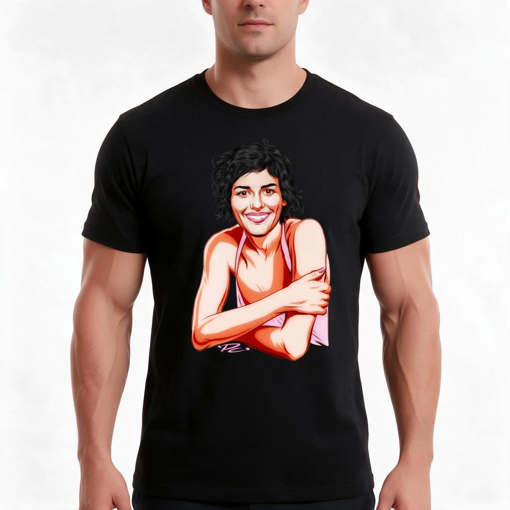 Audrey Tautou An Illustration By Paul Cemmick Tshirt Summer Casual Cotton Tee Oversized Streetwear Tops Unisex Unisex Unisex