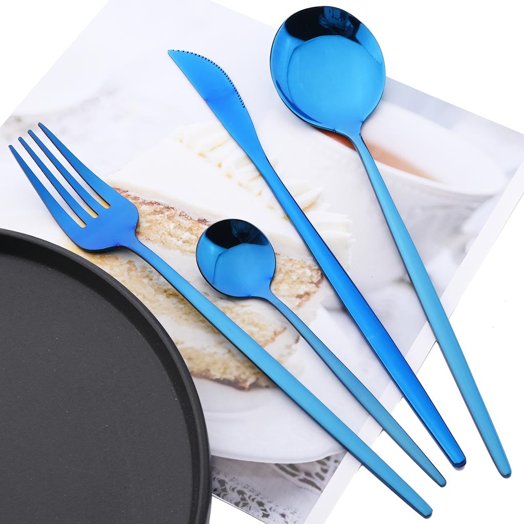 Высокое качество 24 шт., набор столовых приборов из черного золота, нож, вилка, чайная ложка, столовые приборы, зеркало, посуда из нержавеющей стали, кухонное серебро в западном стиле