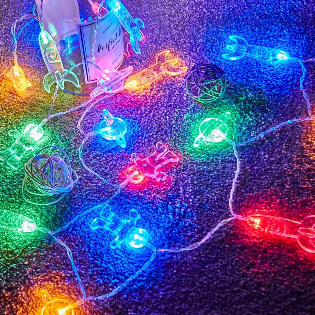 10 светодиодных светодиодных гирлянд для детской комнаты, космонавт, космический корабль, подвески-ракеты, праздничные вечерние светильники, настенные, оконные, детские или декор