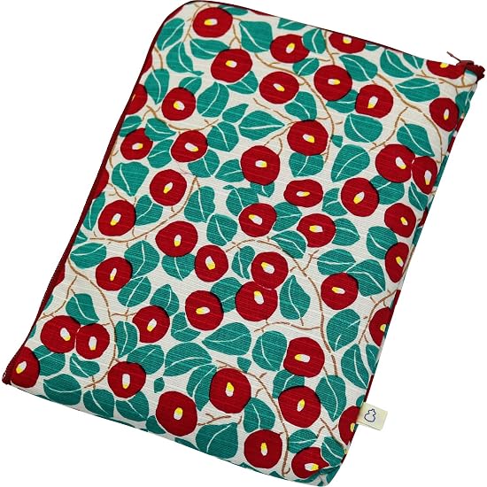 Kyoyu Made in Japan Cotton Pouch Cosmetic Makeup Approx. 21×15cm Camellia L-Shaped Zipper Makeup Tra