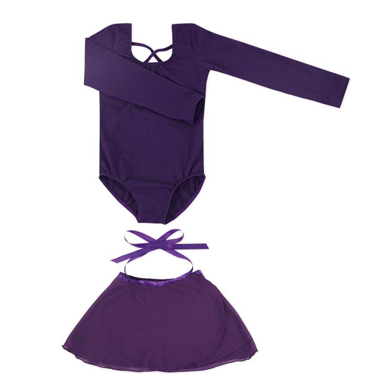 Детские танцевальные костюмы, балетное боди и юбка для девочек, комплект из двух предметов