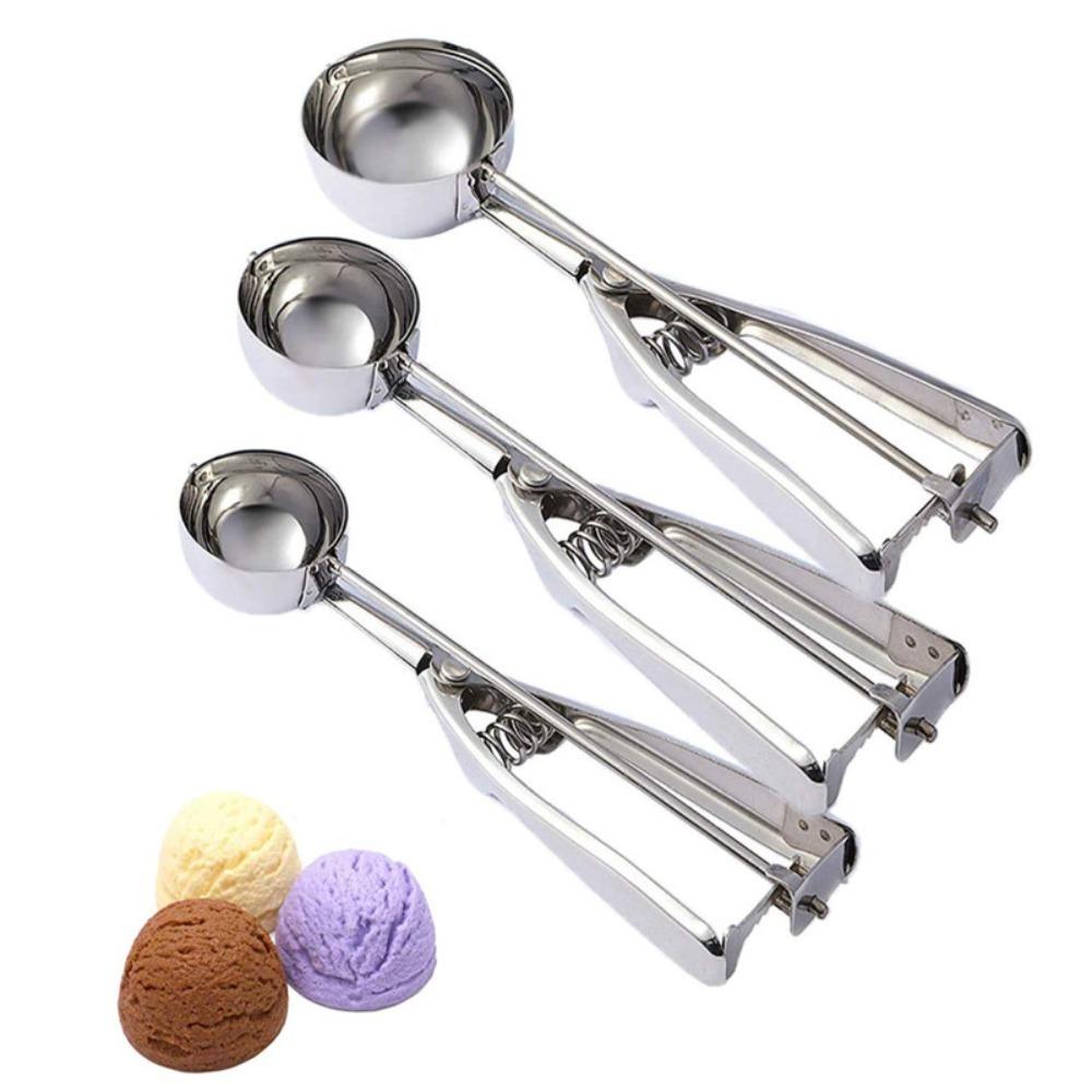 Sale Kitchen Accessories Stainless Steel Spring Handle Mash Potato Scoop Food Grade Ice Cream Spoon