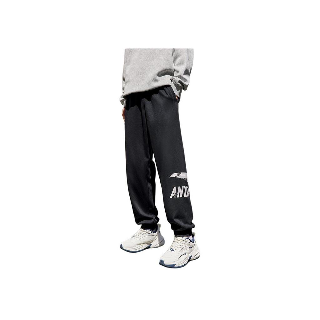 Anta Loose Fit Casual Warm Durable Cuffed Knitted Sports Pants Men Bottoms Cloud-Gray 952448307-4