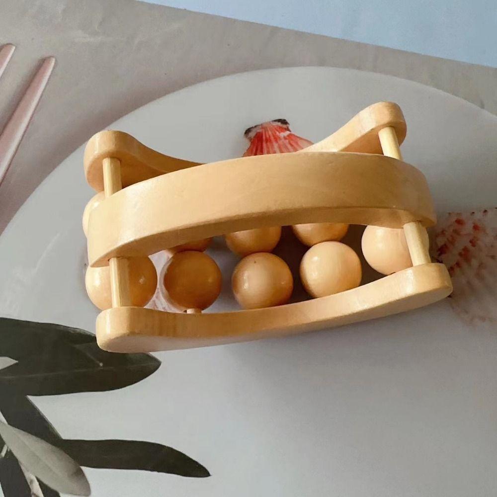 Массажный ролик из натурального дерева, деревянный ручной инструмент, ролик-массажер для мышц, эргономичный, 10 шариков, лимфодренажный ролик
