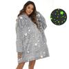 Women's Fashion Five-point Stars Glowing Robe Casual Hooded Short Flannel Loungewear