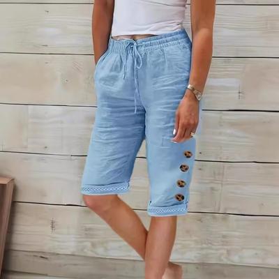 Короткие брюки из хлопка с разноцветным кружевом для женщин