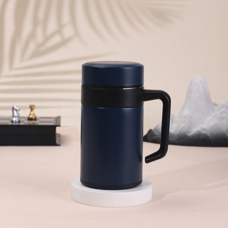 Stainless Steel Vacuum Insulated Travel Mug With Handle Tea Infuser Office Coffee Or