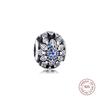 Стерлингового Серебра 925 Синий CZ Кристаллизованные Снежинки Подвески Бусины Подходит для Европейских Браслетов DIY Изготовление Ювелирных Изделий