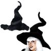 Шляпа ведьмы на Хэллоуин Черная шляпа ведьмы Регулируемая шляпа с широкими полями Шляпа ведьмы с драпировкой Косплей Остроконечная шляпа для женщин и девушек