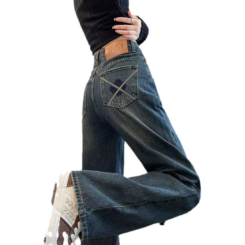 Women's Plush Plus-Size Stretch High-Waist Jeans - Loose, Slimming, Autumn/Winter Carrot Cut