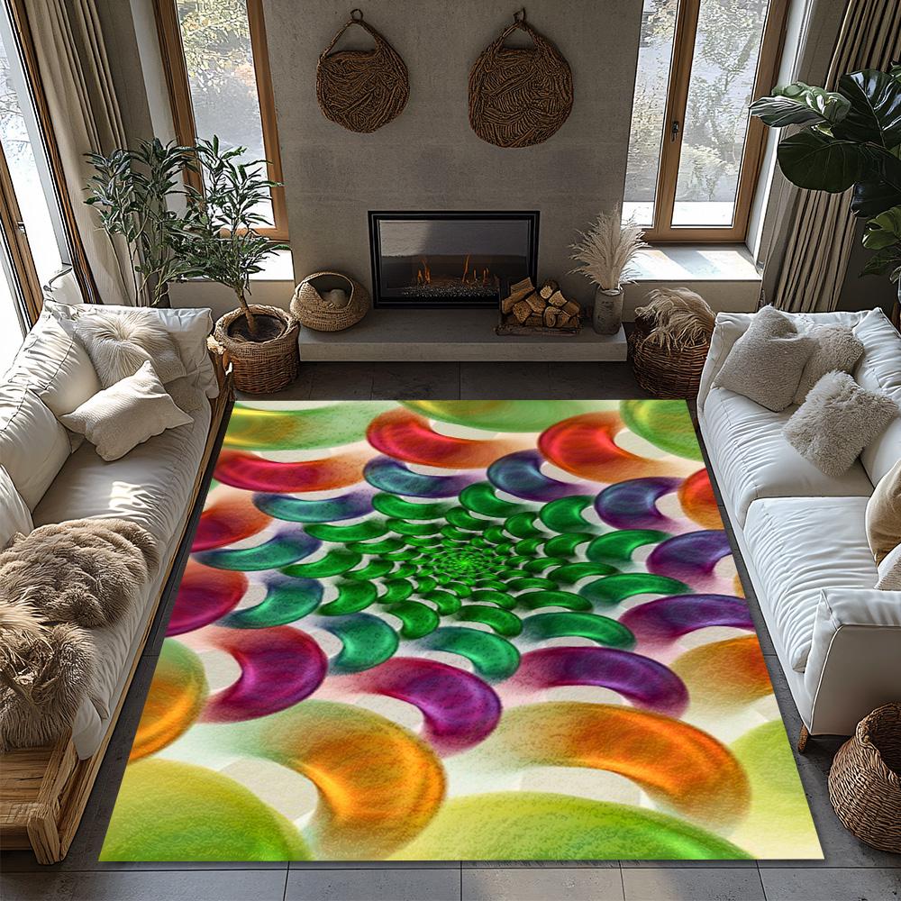 Tuniu Colorful Psychedelic Spiral Abstract Carpet Rug Mat for Home Decor