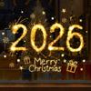 Christmas Decoration, 2026, Fireworks Effect, Window Stickers, Shop Glass Decoration, Electrostatic Stickers, Party Decoration Stickers
