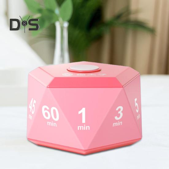 Rotating Timer 3-Color Lights Vibrate/Ring/Silent Modes Portable 1/3/5/10/15/20/25/30/45/60 Min Settings Study Relaxation Cooking Clock Timer