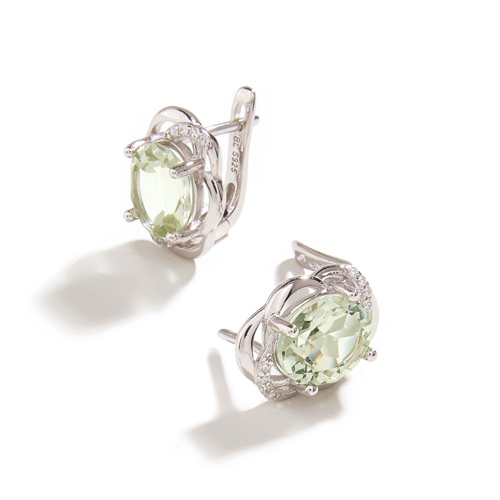 Легкий роскошный модный дизайн, серьги-кольца с натуральным зеленым аметистом, женский подарочный набор на годовщину Черной пятницы, серебро 925 пробы