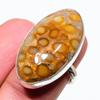 Кольцо из серебра 925 пробы с драгоценным камнем из ископаемого коралла, размер 7,5 y9j56